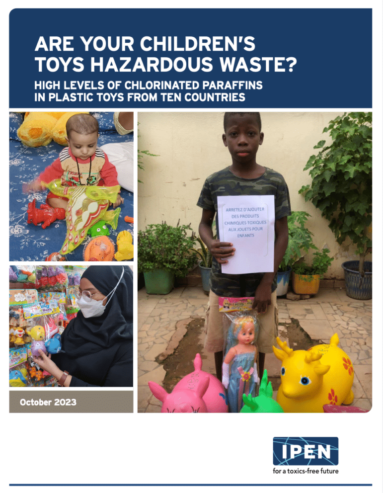 report cover: children and a shooter with toys