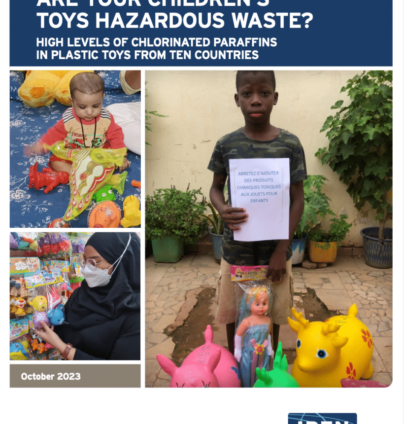 report cover: children and a shooter with toys