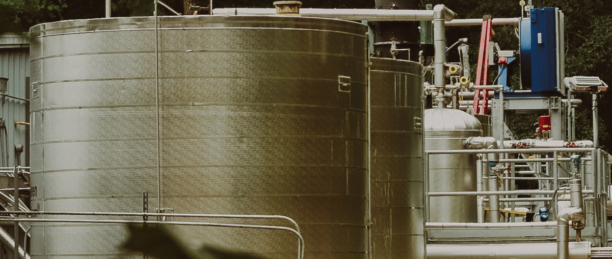 chemical recycling plant at night