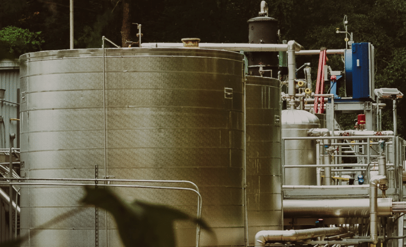 chemical recycling plant at night