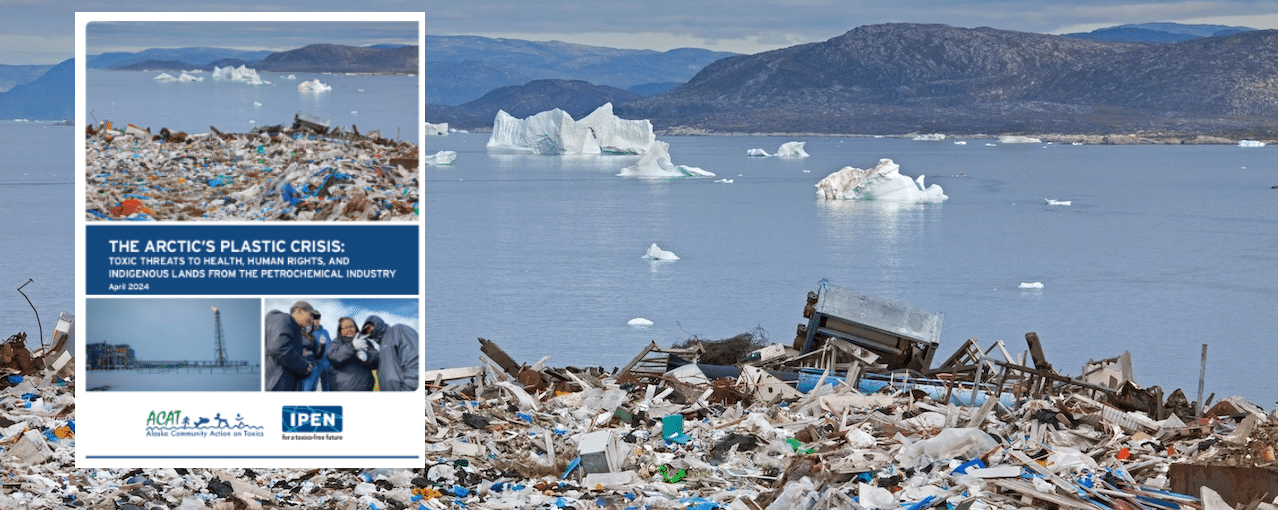 report cover on background of Arctic scene with plastic pollution