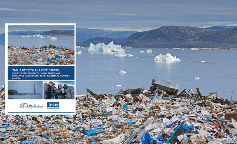 report cover on background of Arctic scene with plastic pollution